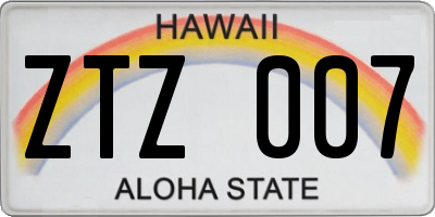 HI license plate ZTZ007