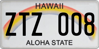 HI license plate ZTZ008