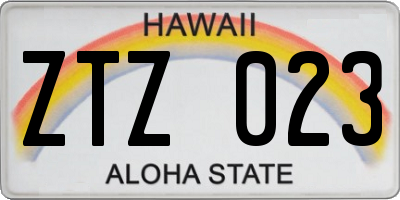 HI license plate ZTZ023