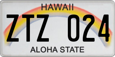 HI license plate ZTZ024