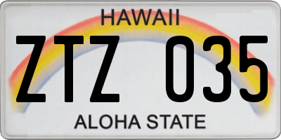 HI license plate ZTZ035