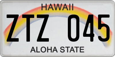 HI license plate ZTZ045