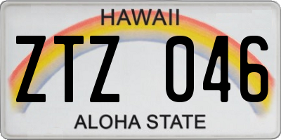 HI license plate ZTZ046