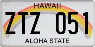 HI license plate ZTZ051