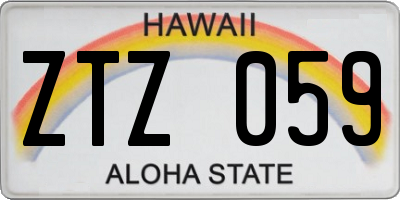HI license plate ZTZ059