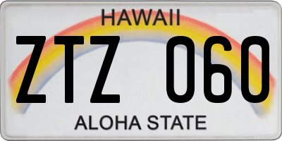 HI license plate ZTZ060