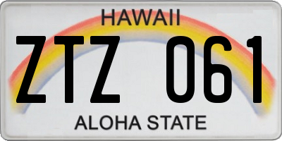 HI license plate ZTZ061