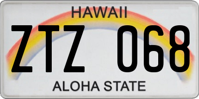 HI license plate ZTZ068