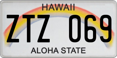 HI license plate ZTZ069