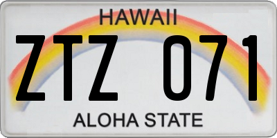 HI license plate ZTZ071