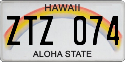 HI license plate ZTZ074