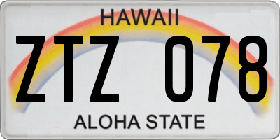HI license plate ZTZ078