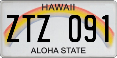 HI license plate ZTZ091
