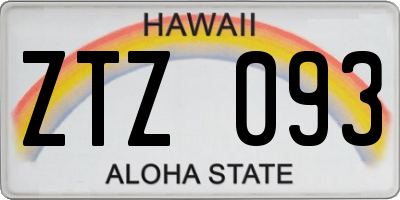 HI license plate ZTZ093