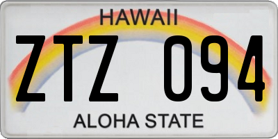 HI license plate ZTZ094
