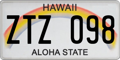 HI license plate ZTZ098