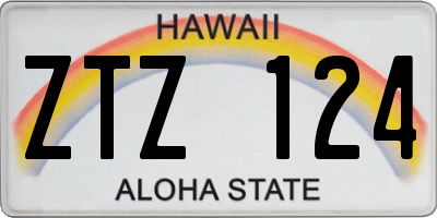 HI license plate ZTZ124