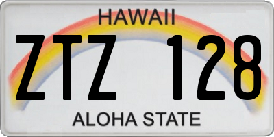 HI license plate ZTZ128