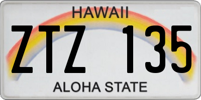 HI license plate ZTZ135