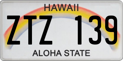 HI license plate ZTZ139