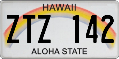 HI license plate ZTZ142