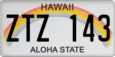 HI license plate ZTZ143