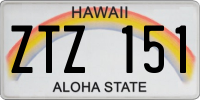 HI license plate ZTZ151