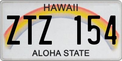 HI license plate ZTZ154