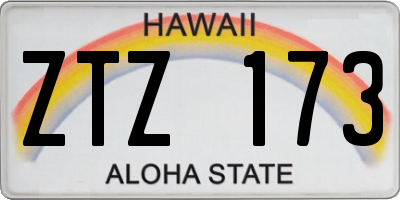 HI license plate ZTZ173