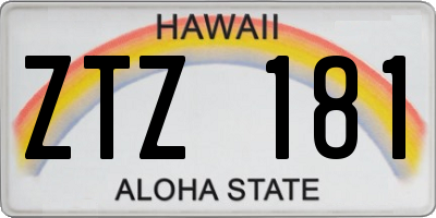 HI license plate ZTZ181
