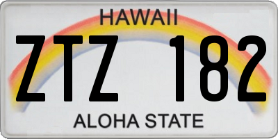 HI license plate ZTZ182
