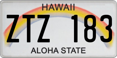 HI license plate ZTZ183