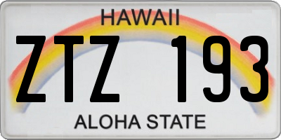 HI license plate ZTZ193
