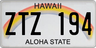 HI license plate ZTZ194