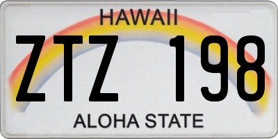 HI license plate ZTZ198