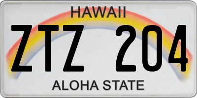HI license plate ZTZ204
