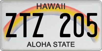 HI license plate ZTZ205