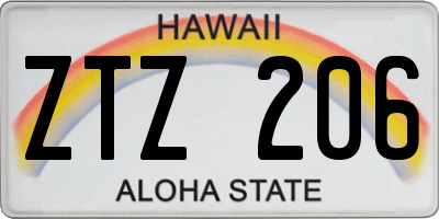 HI license plate ZTZ206