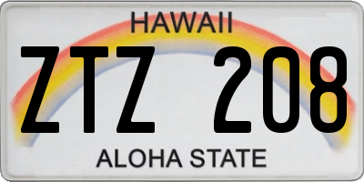 HI license plate ZTZ208