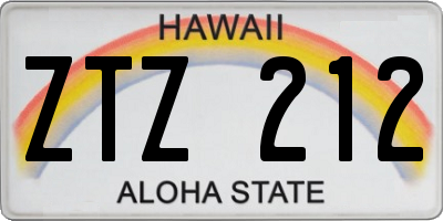 HI license plate ZTZ212