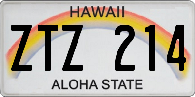 HI license plate ZTZ214