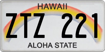 HI license plate ZTZ221