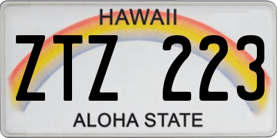HI license plate ZTZ223