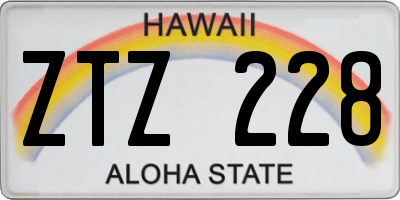 HI license plate ZTZ228