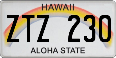 HI license plate ZTZ230