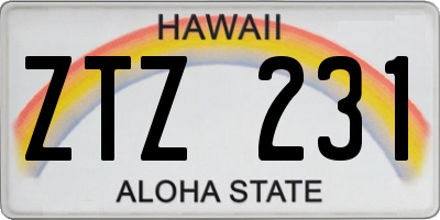 HI license plate ZTZ231