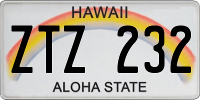 HI license plate ZTZ232