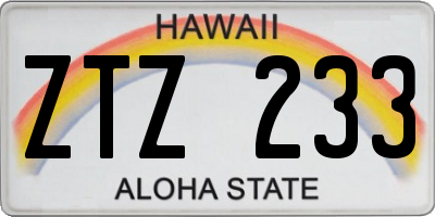 HI license plate ZTZ233