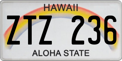 HI license plate ZTZ236