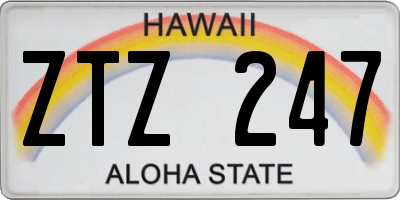 HI license plate ZTZ247